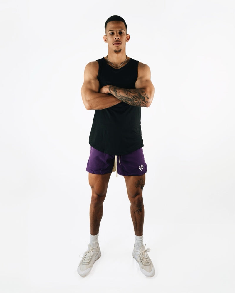 MIDNIGHT PURPLE TWO-TONE SHORTS