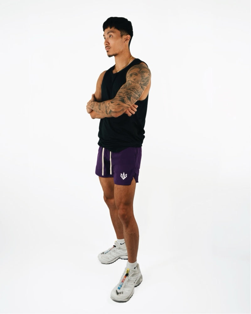 MIDNIGHT PURPLE TWO-TONE SHORTS